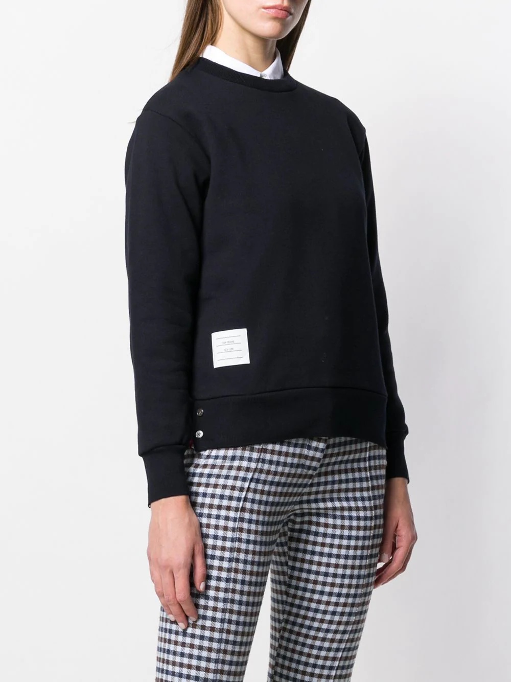 Merino Stripe Jacquard Exaggerated Crew Neck Pullover