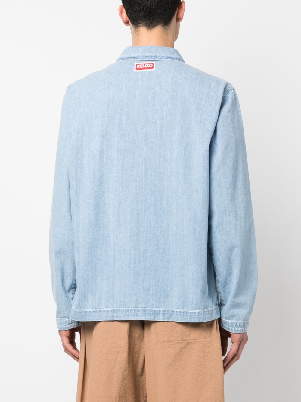 patch-design denim shirt - 4