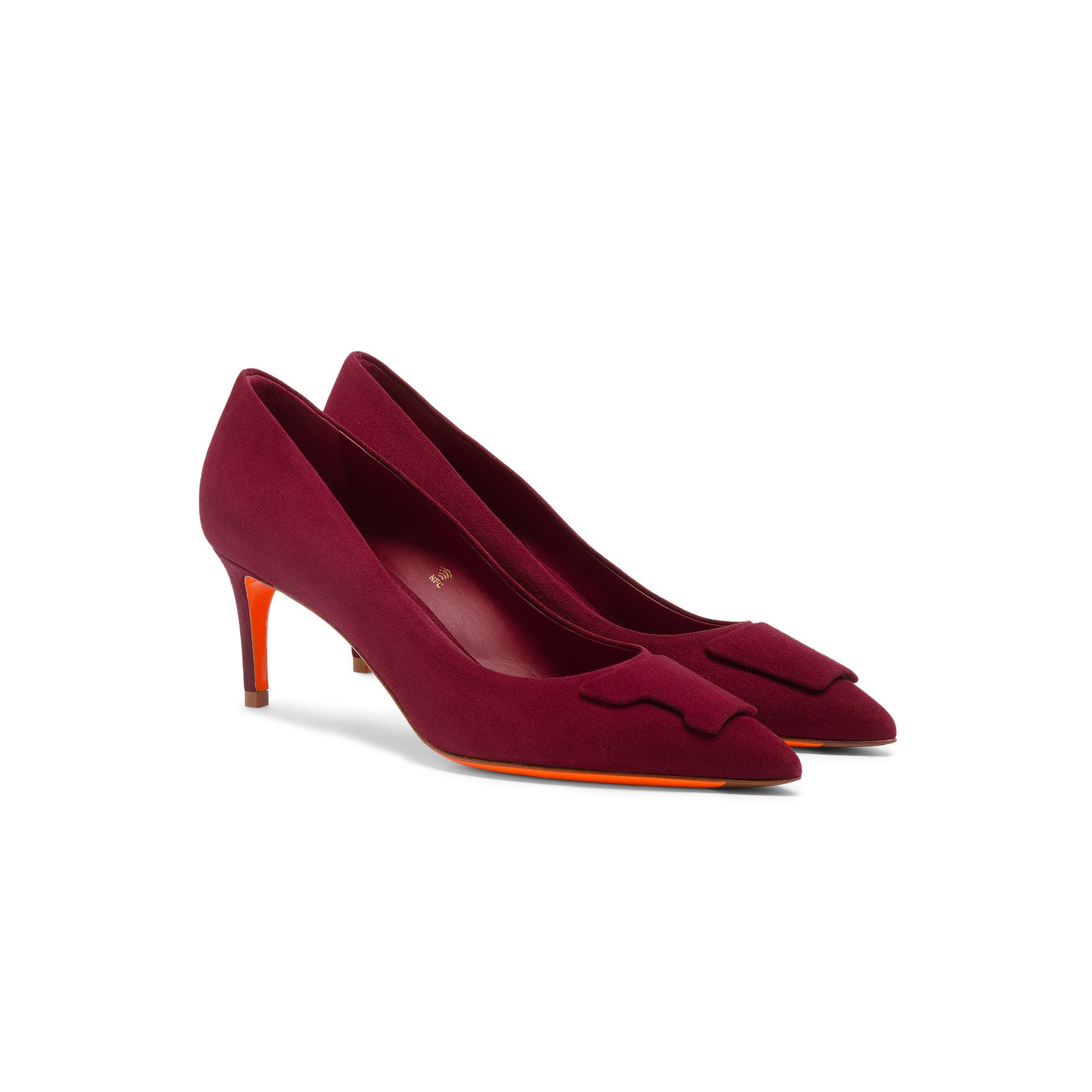 Women's burgundy suede mid-heel Santoni Sibille pump - 3