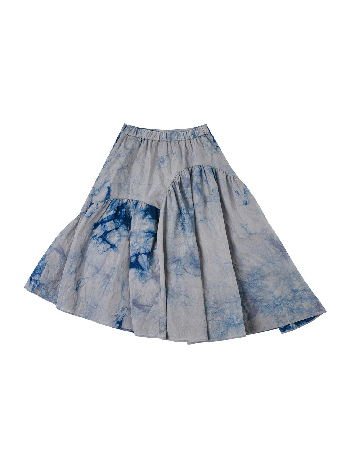 Tie-dye Seagull-inspired Asymmetrical Ruffles Oversized Midi Skirt - 2