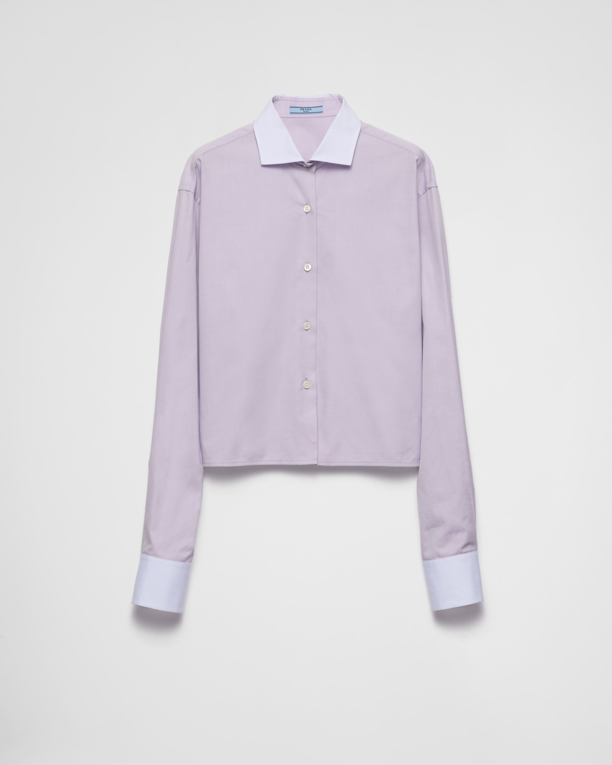 Embroidered Oxford cotton and poplin shirt - 1
