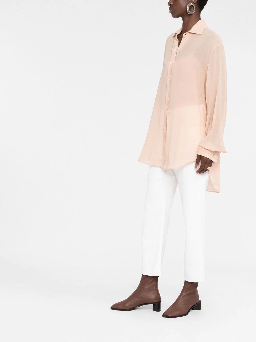 oversized four-stitch silk shirt - 4