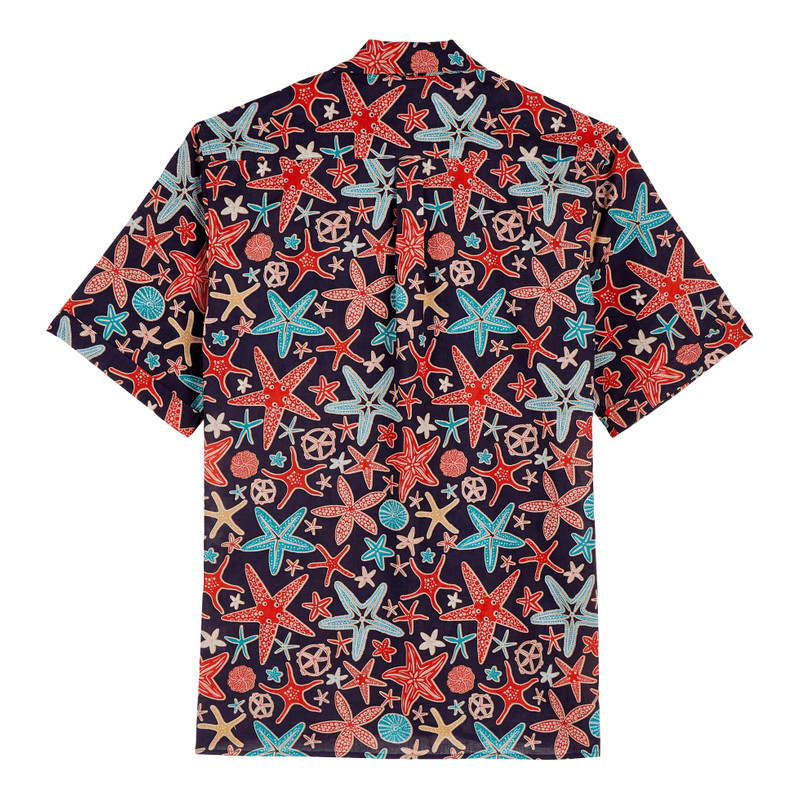 Vilebrequin Men Linen Bowling Shirt Holistarfish outlook