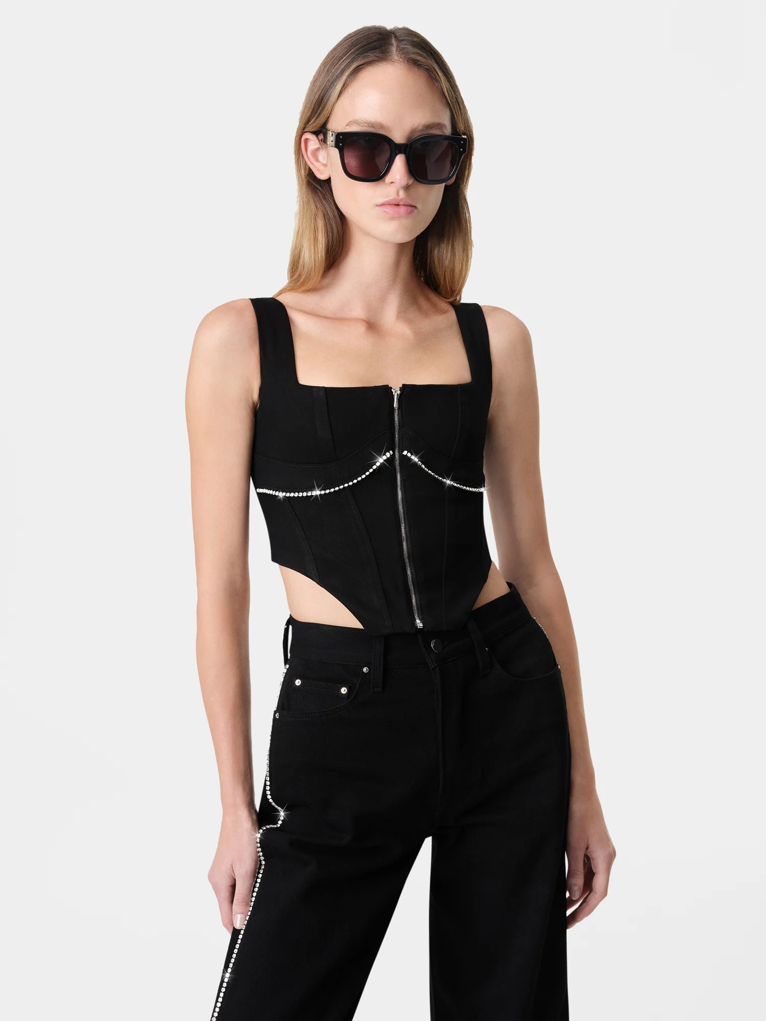 WOMEN'S CRYSTAL TRIMMED CORSET TOP - 3