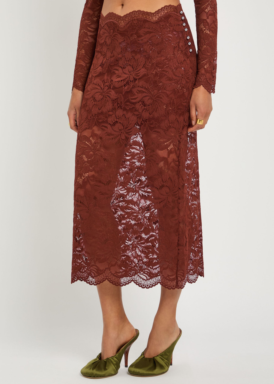 Rabanne Floral Stretch-guipure Lace Midi Skirt - 2