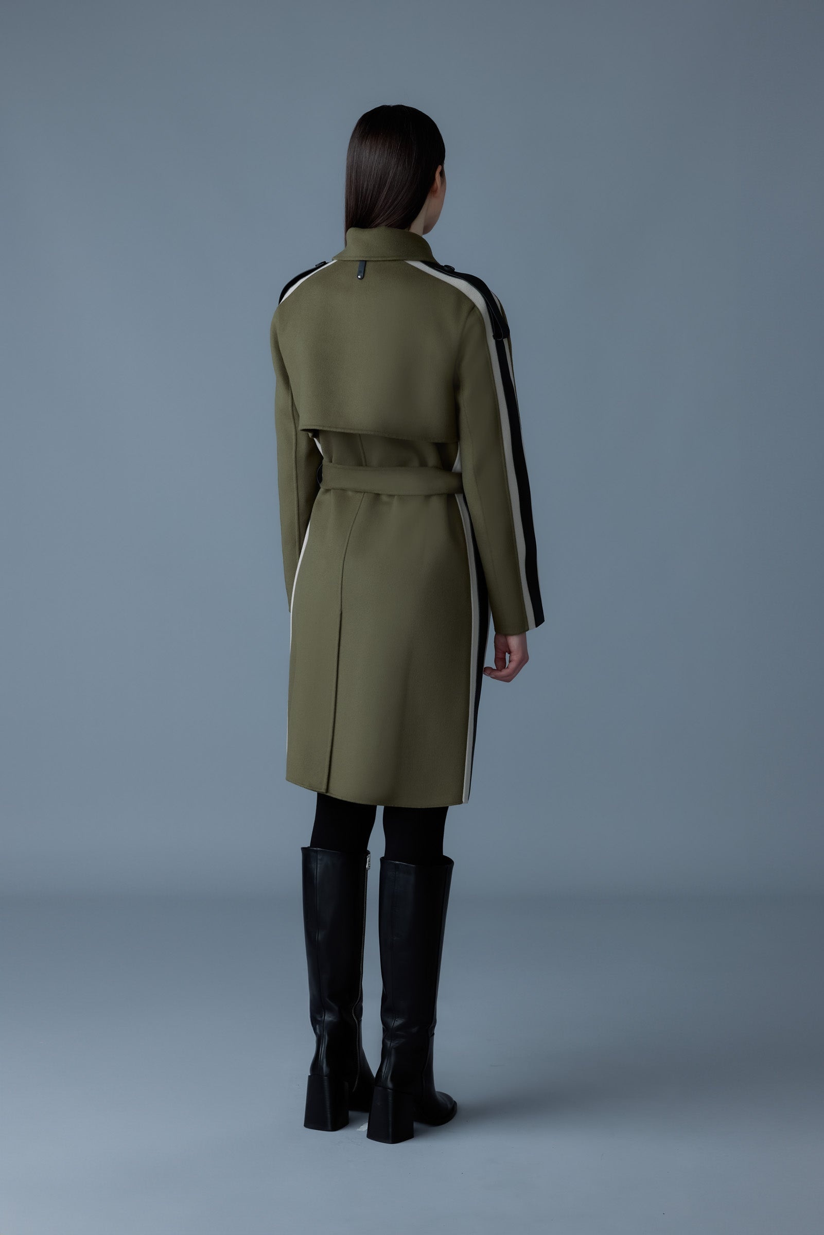 ALIZA Double-face wool stripe trench coat - 4