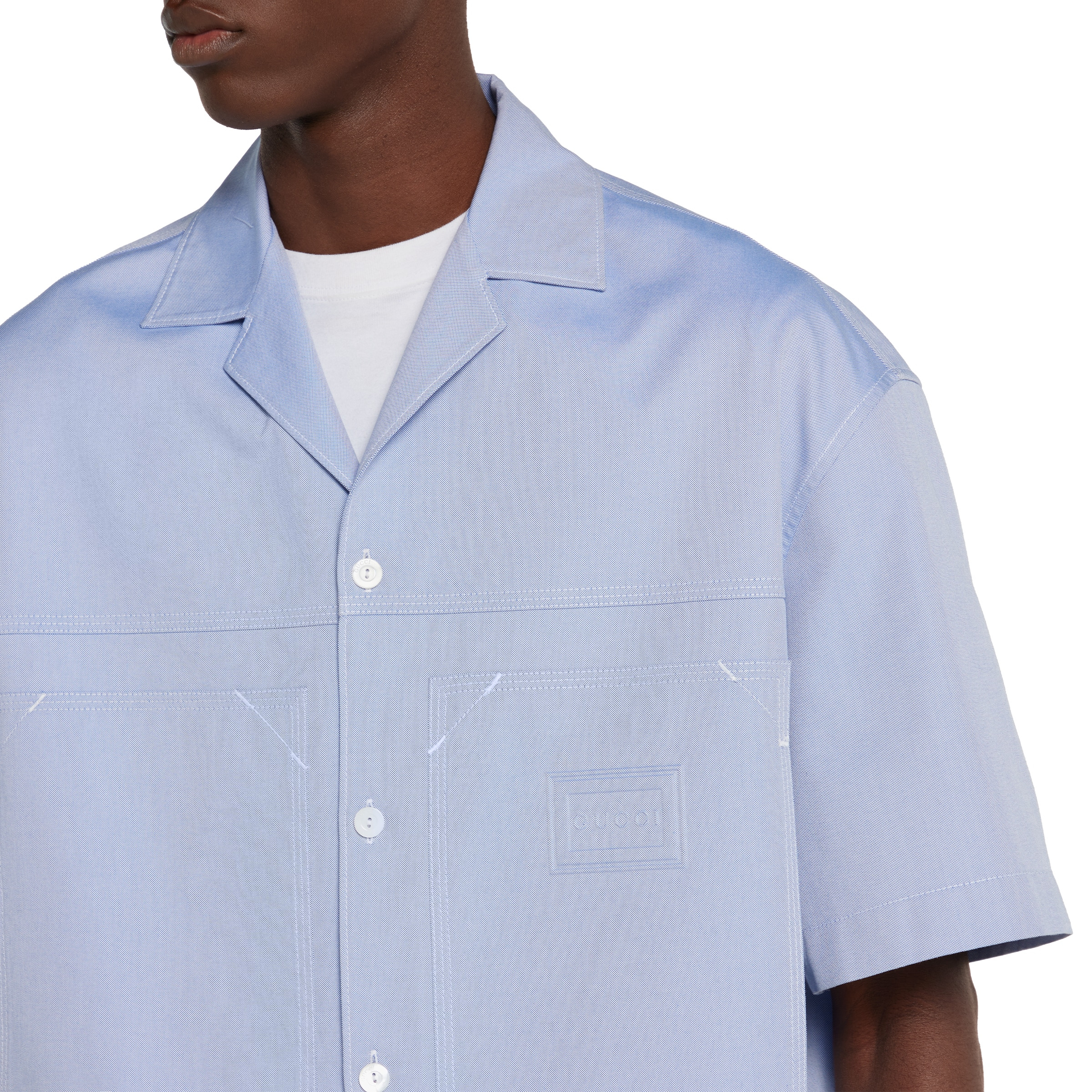 Oxford cotton shirt with embossed label - 5