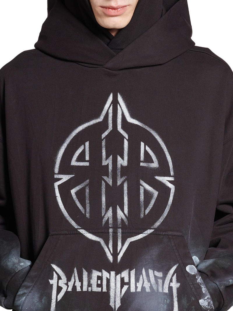 Metal BB Stencil Hoodie Medium Fit - Black White 6