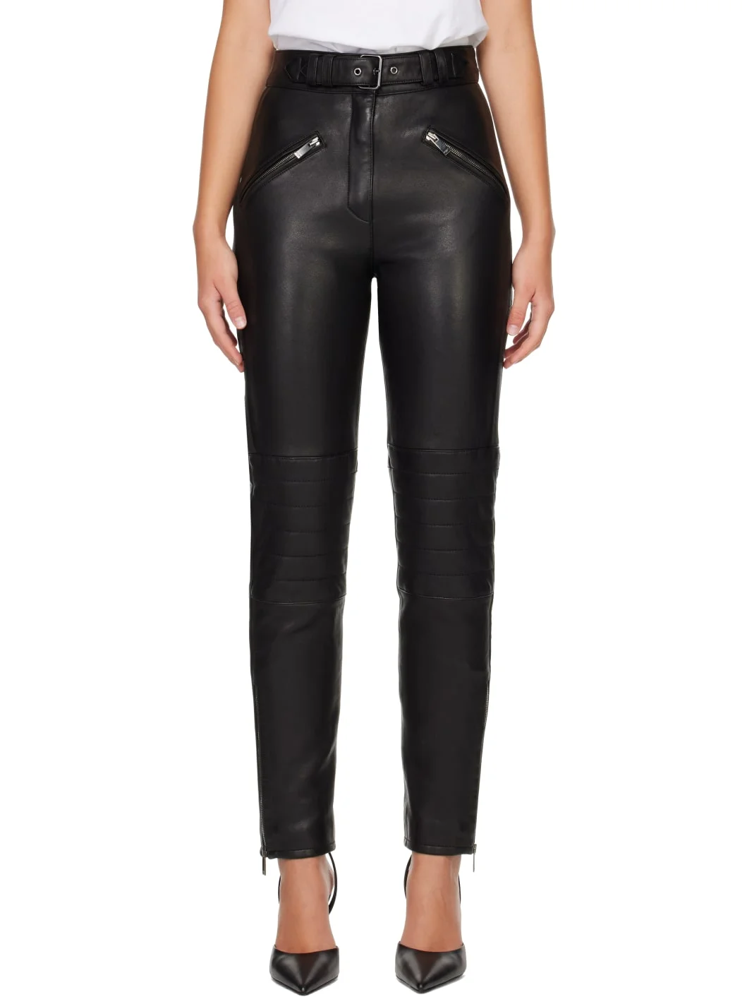 Black Biker Leather Trousers - 1