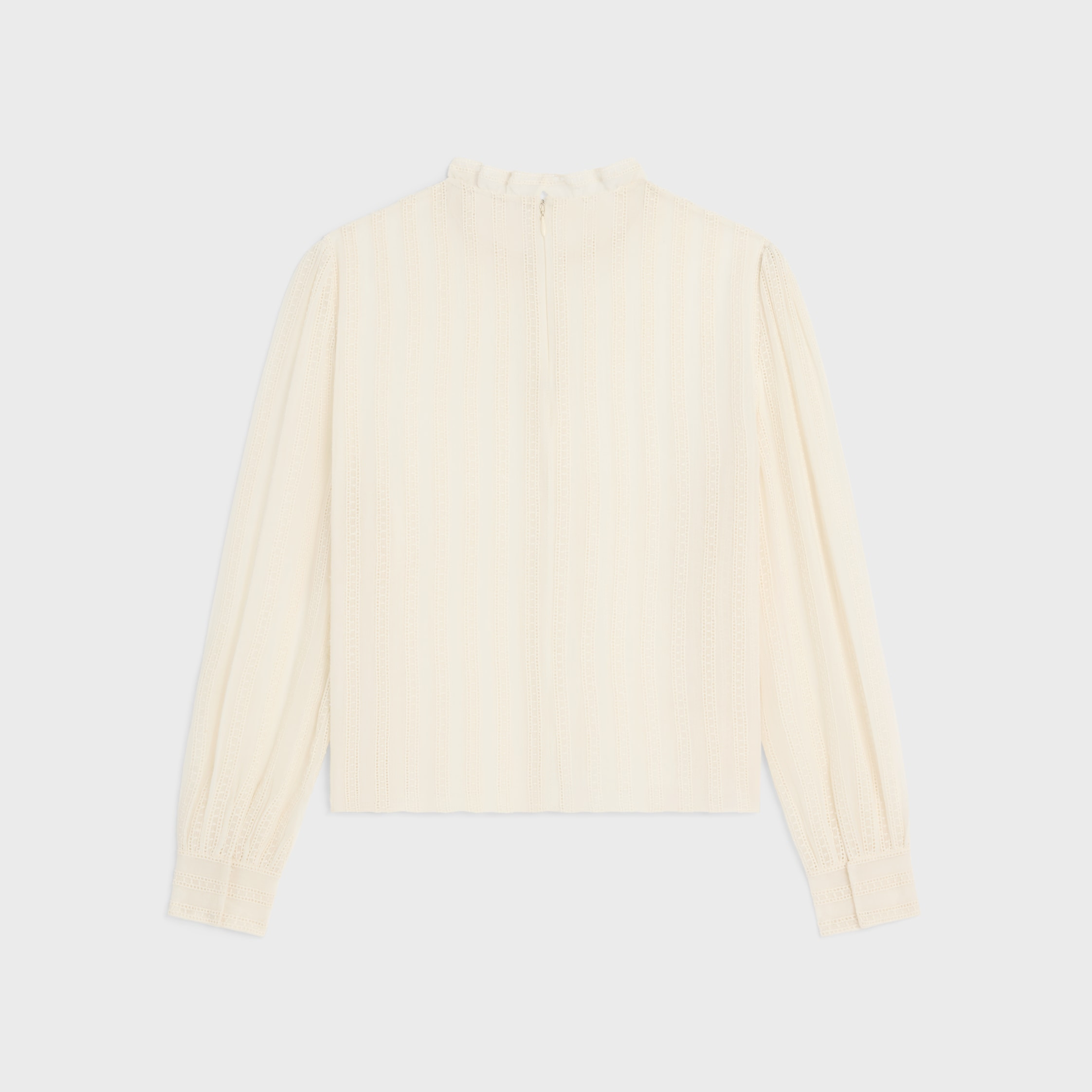 cropped blouse in muslin, cotton and wool - 2