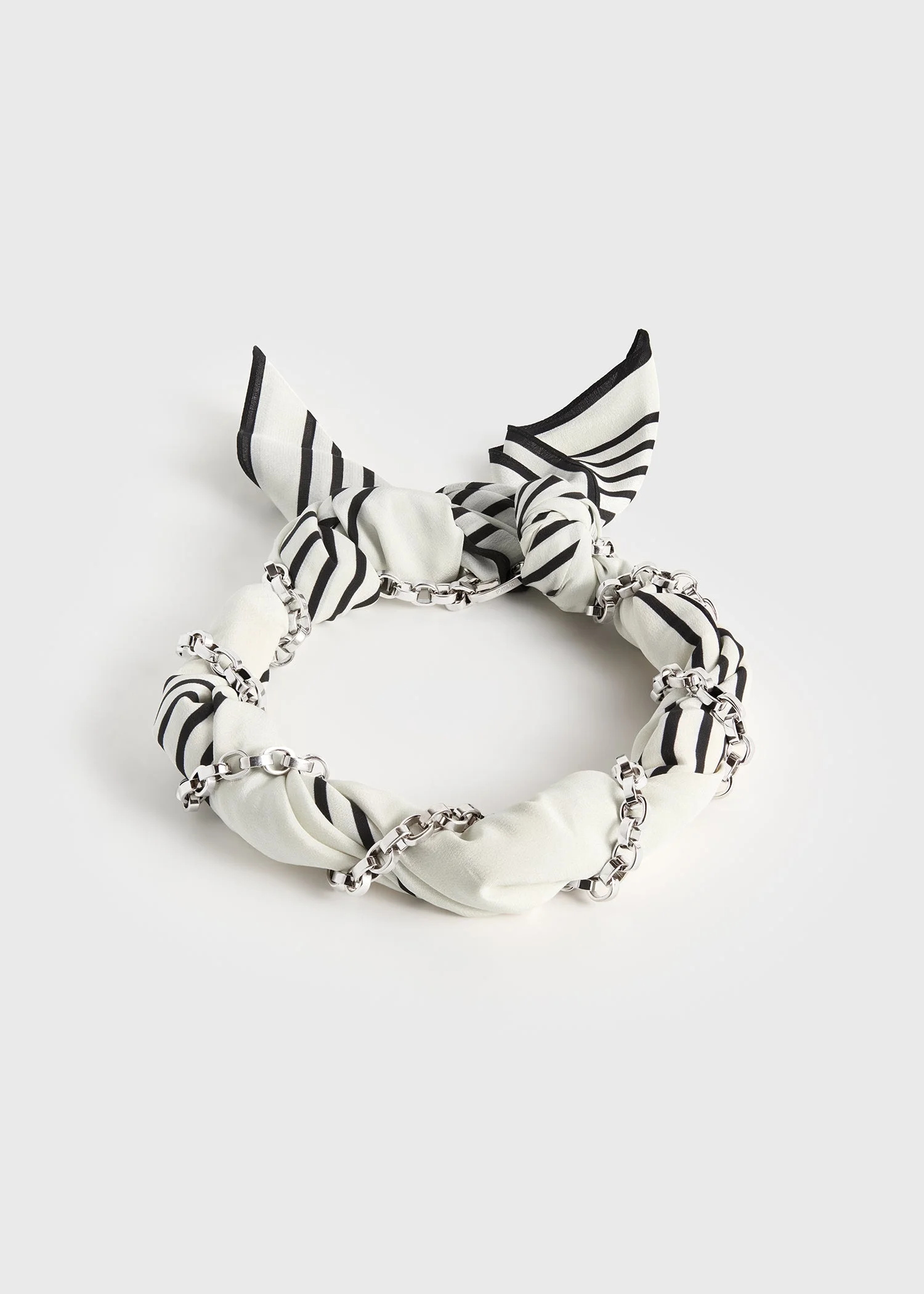 Silk scarf collar ecru/black/silver - 1