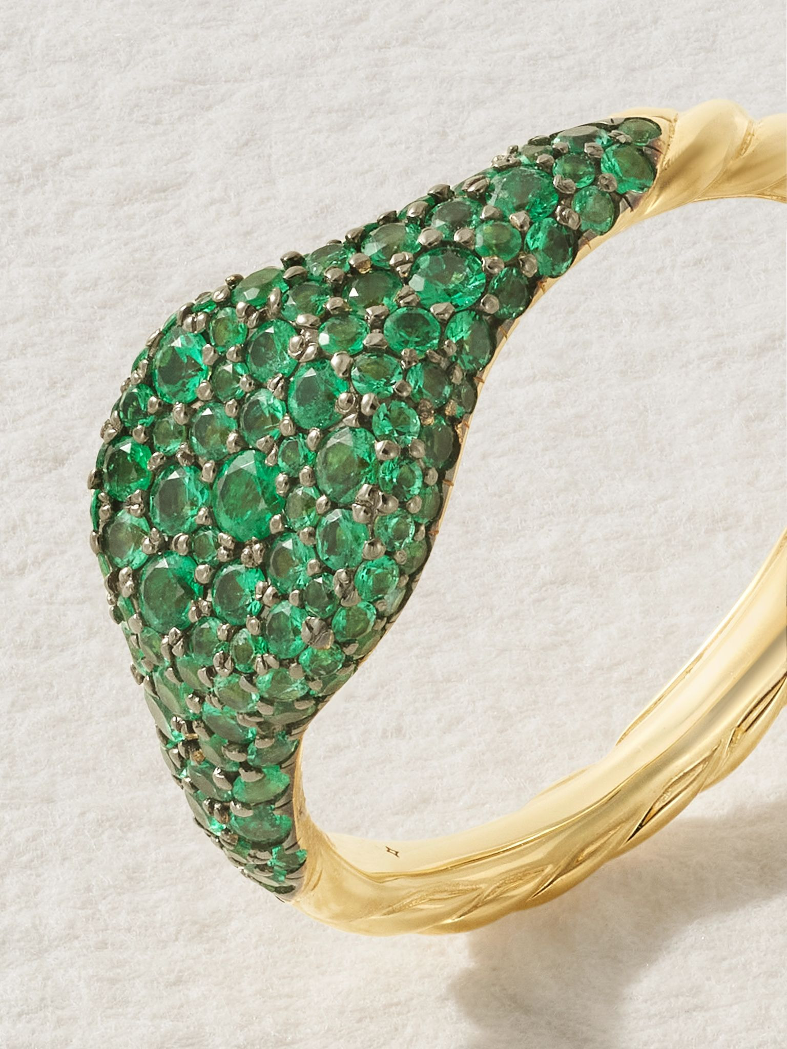 18-karat gold emerald pinky ring Gold - 4