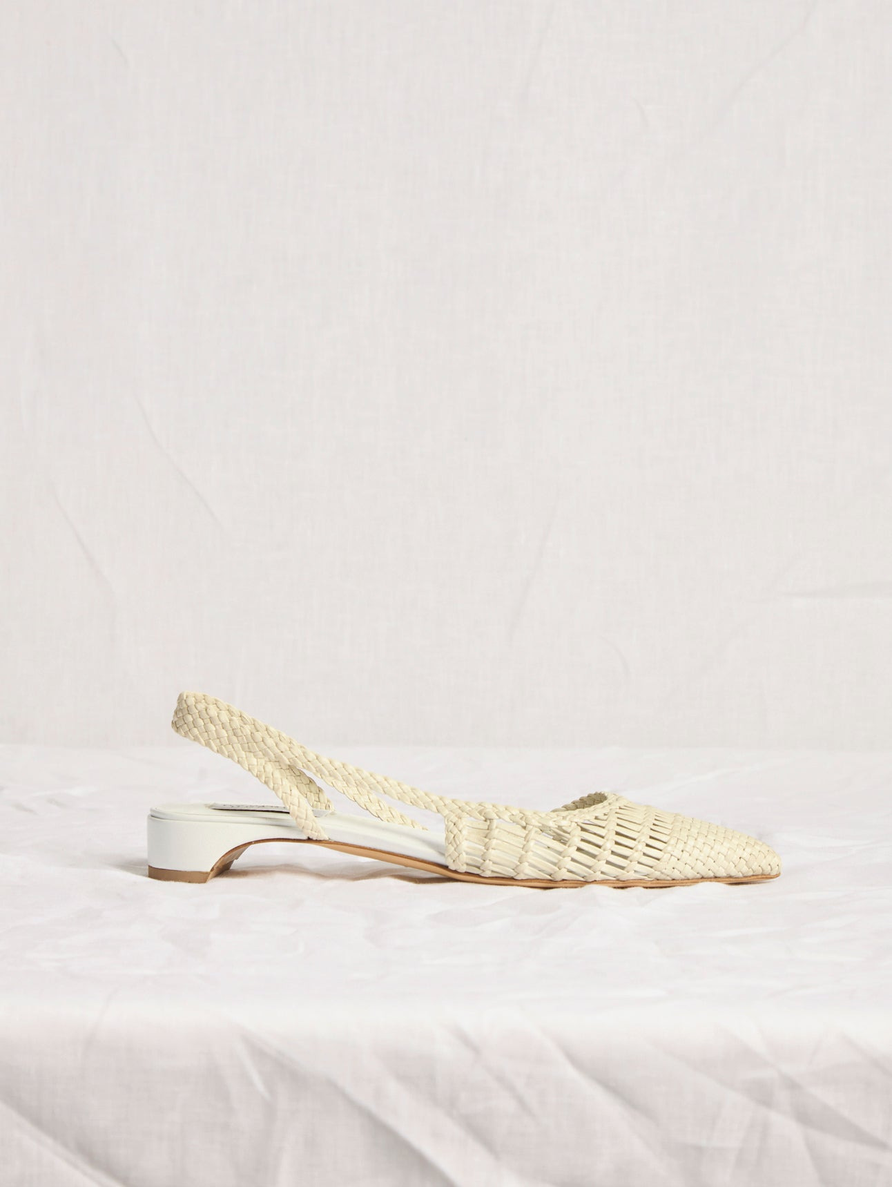 Perro Braided Slingback Shoe in Pearlized White Leather - 4