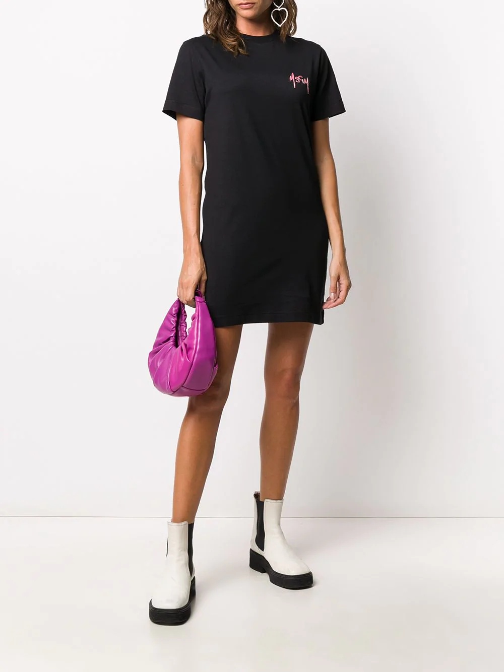 embroidered logo T-shirt dress - 2