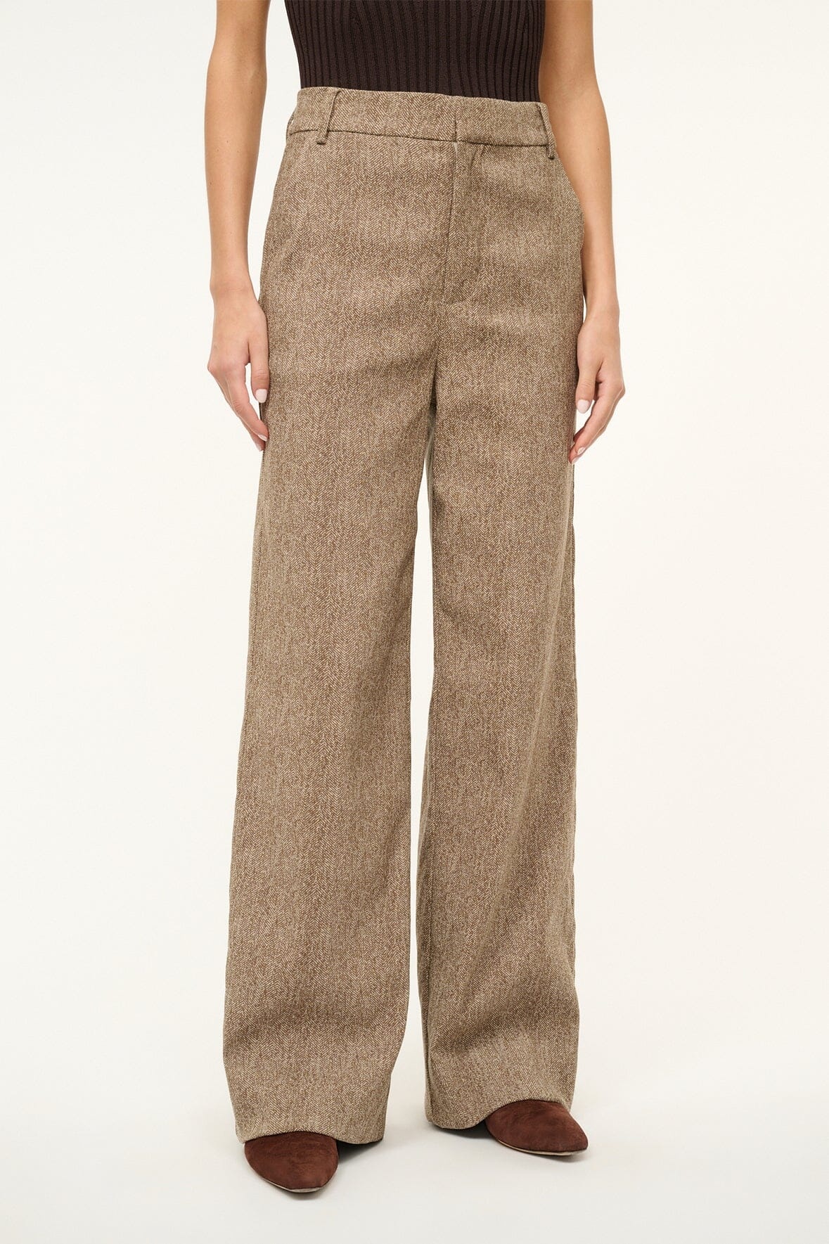 STAUD PRINCE PANT MOCHA HERRINGBONE - 3