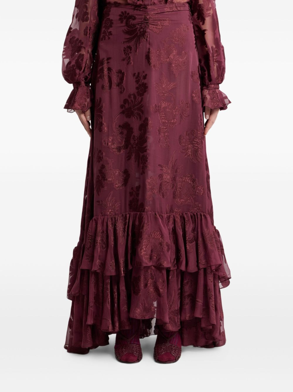 floral-print ruffled maxi skirt - 3