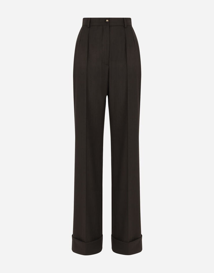 Woolen palazzo pants with turn-ups - 3