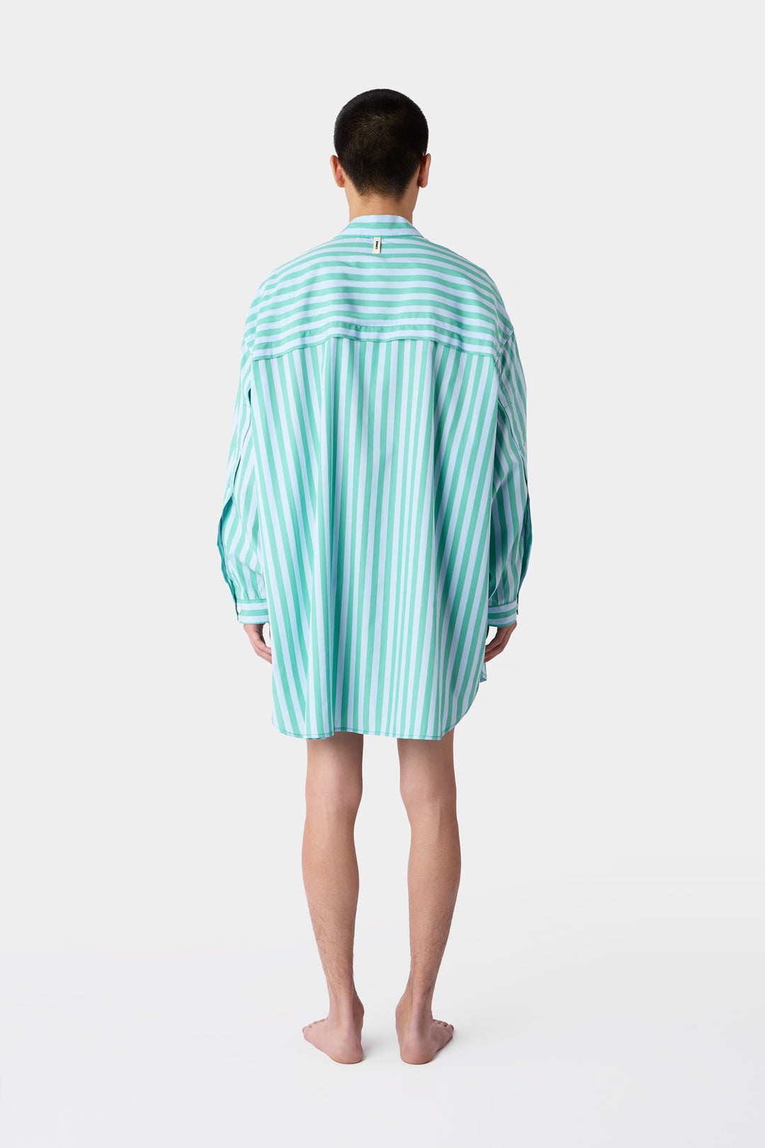 MEGA OVER SHIRT / green & azure stripes - 7