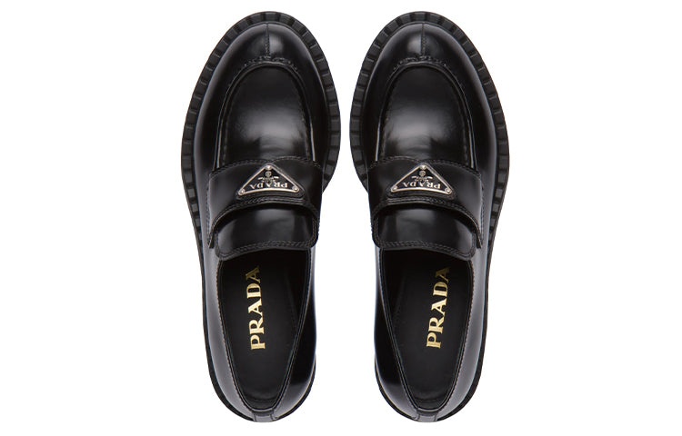 (WMNS) PRADA Chocolate 50mm Brushed Leather Loafer 'Black' 1D246M_ULS_F0002_F_B050 - 4