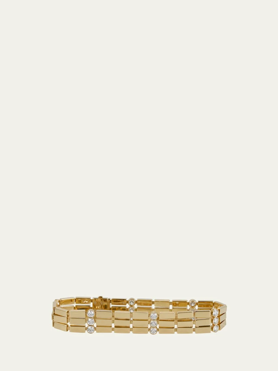 18K Yellow Gold Stepping Stone Multi Bracelet with White Diamonds - 1