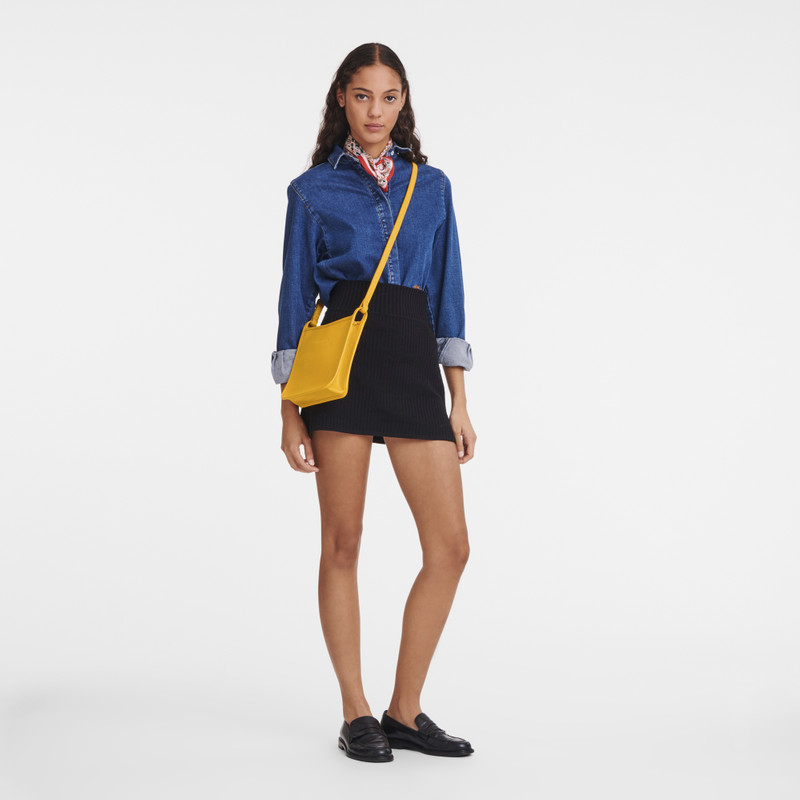 Longchamp Le Foulonné S Crossbody bag Apricot - Leather outlook