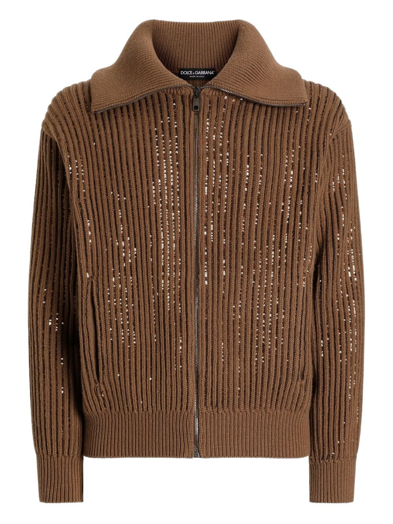 zip-up ribbed cardigan 1