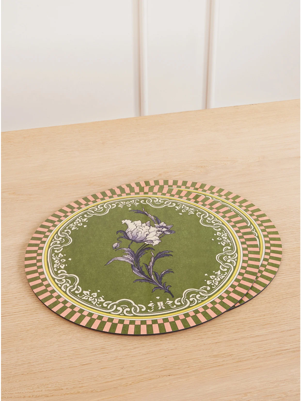 Set Of Two Painted Wood Placemats - 1