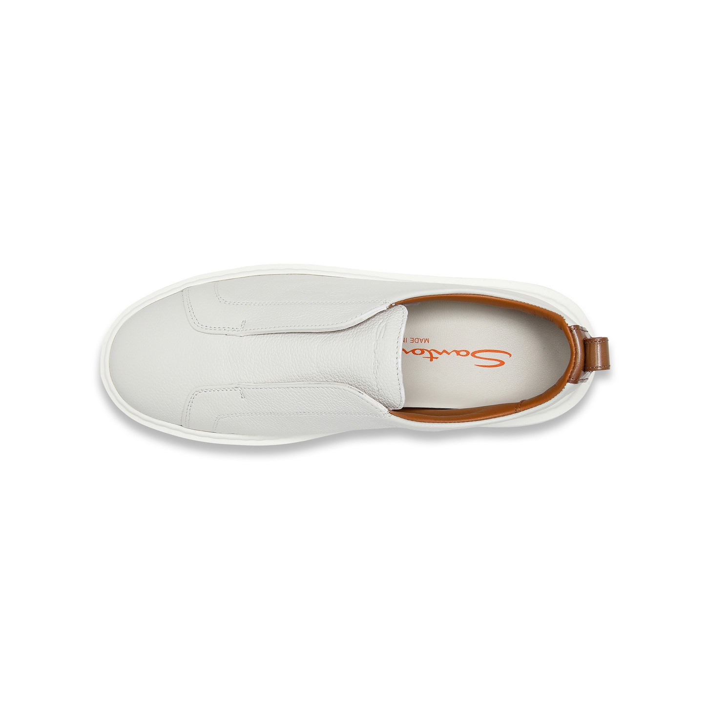 Women's white tumbled leather slip-on sneaker - 5