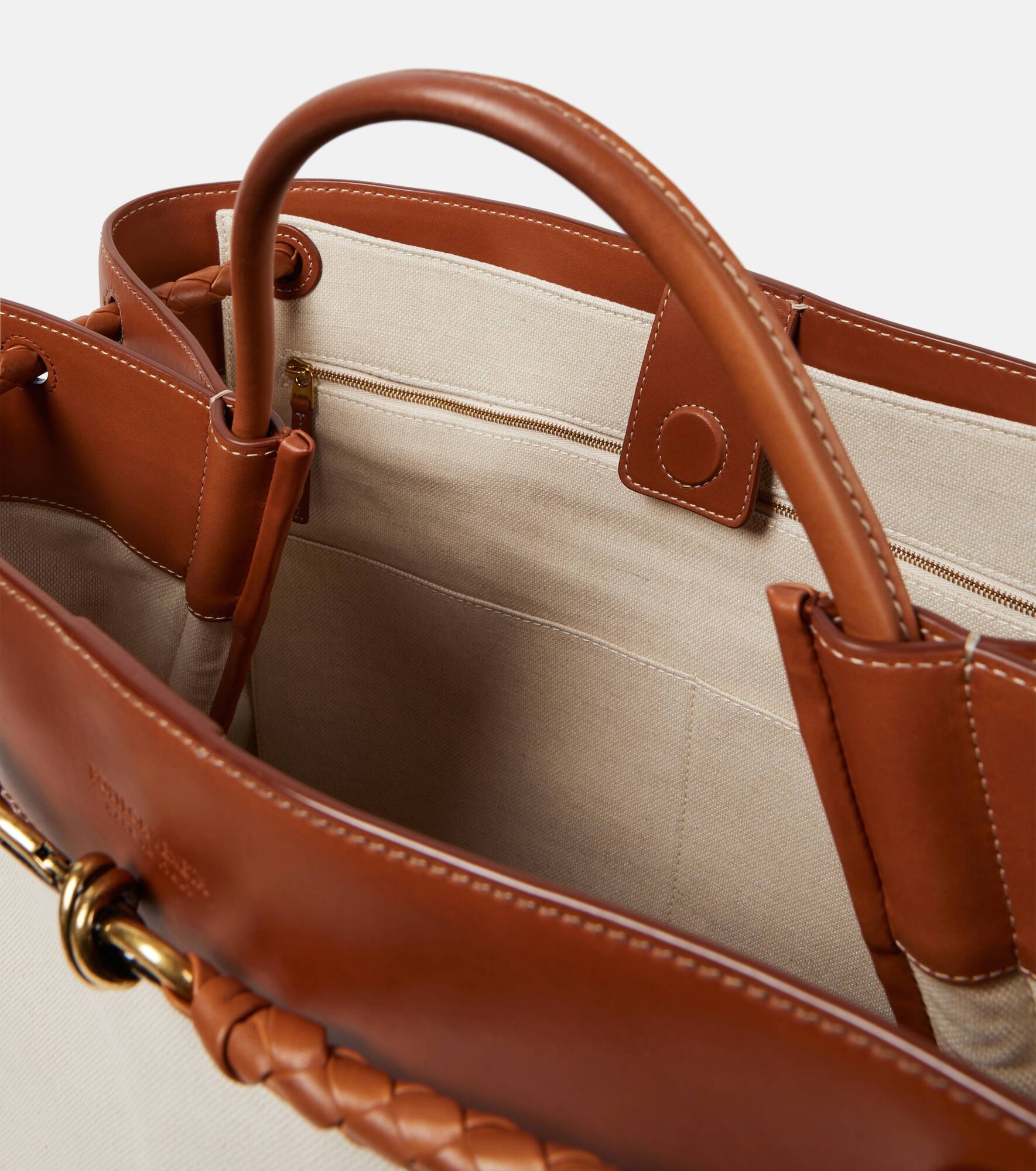 Andiamo Large leather-trimmed canvas tote bag - 3