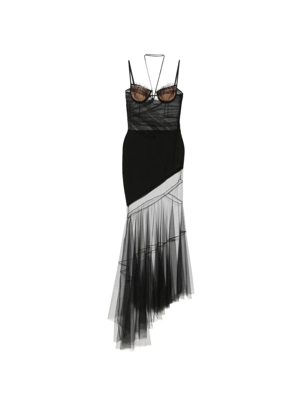 asymmetric draped bra dress - 1