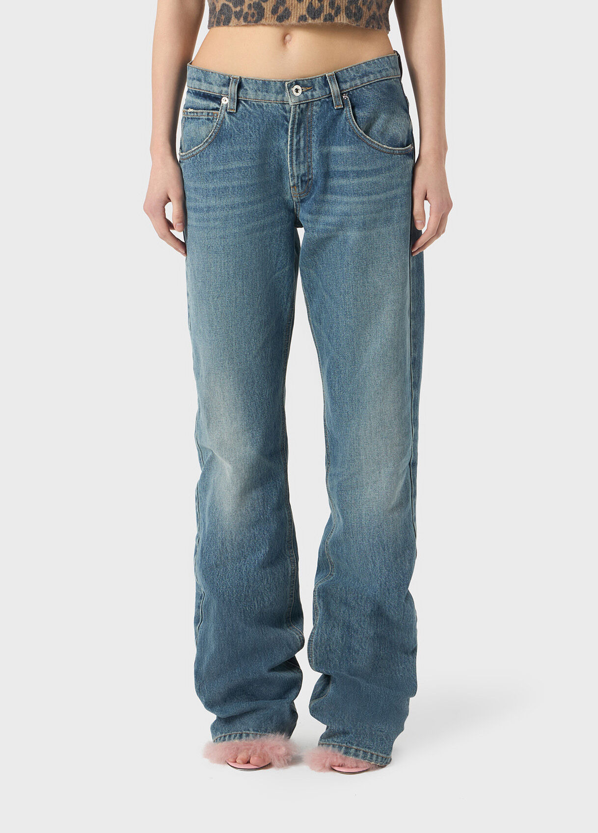 STRAIGHT LEG JEANS WITH LOGO PRINT - 2