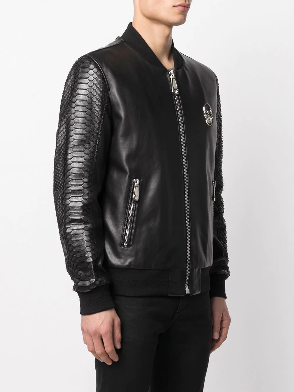 skull-appliqué bomber jacket - 3