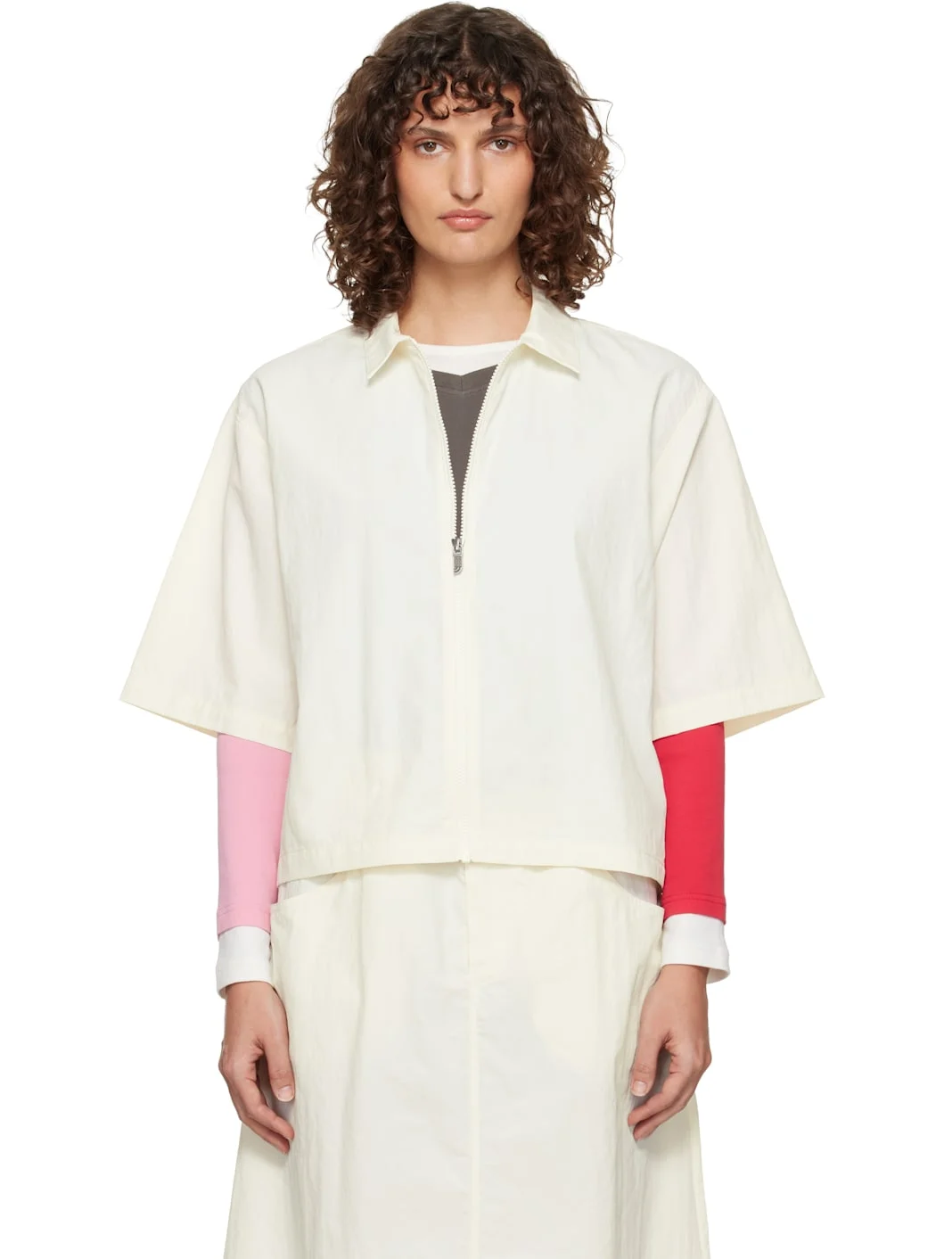 Off-White TNF Red Box Nylon Short-Sleeve Shirt - 1