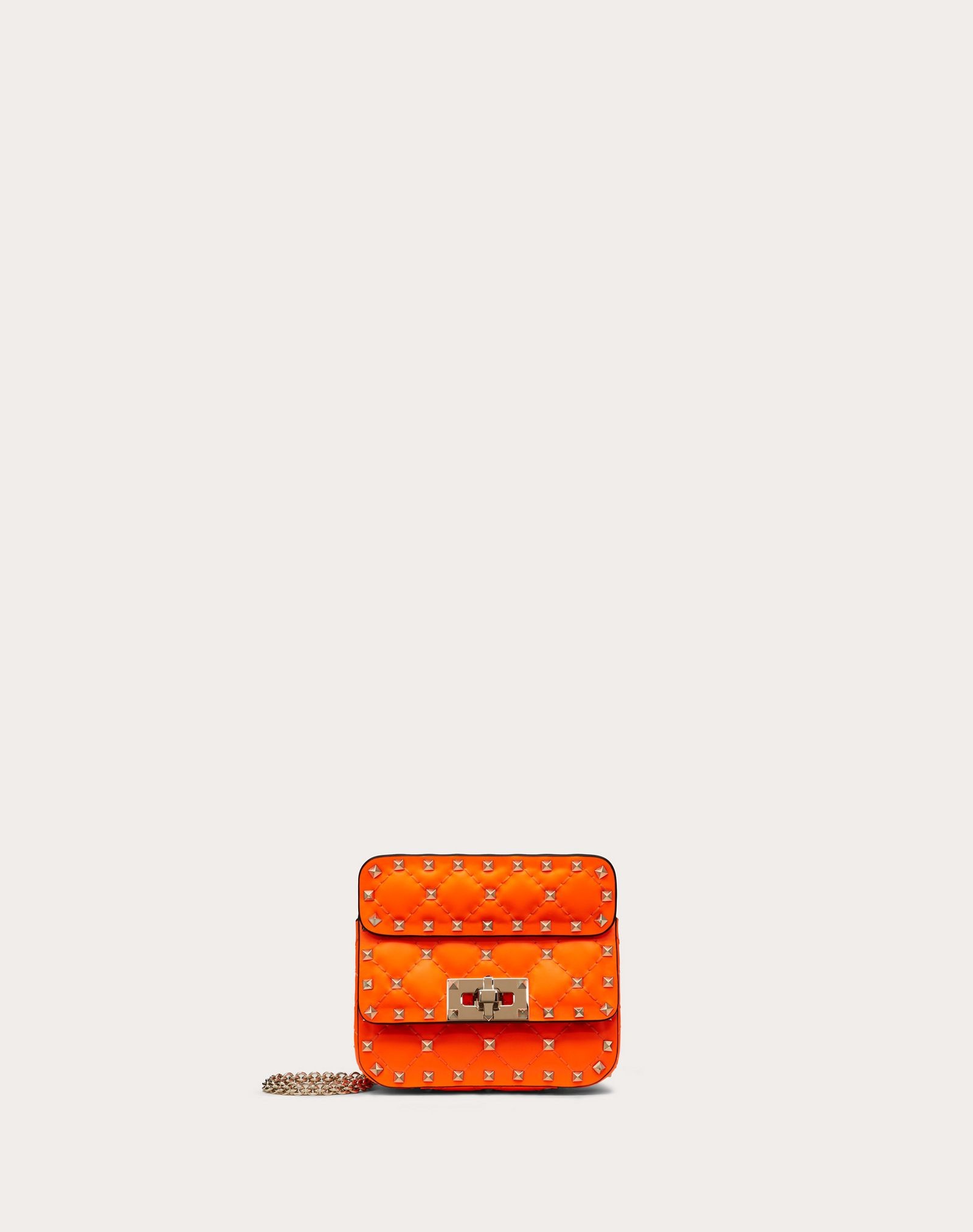 Micro Rockstud Spike fluo calfskin leather bag - 1