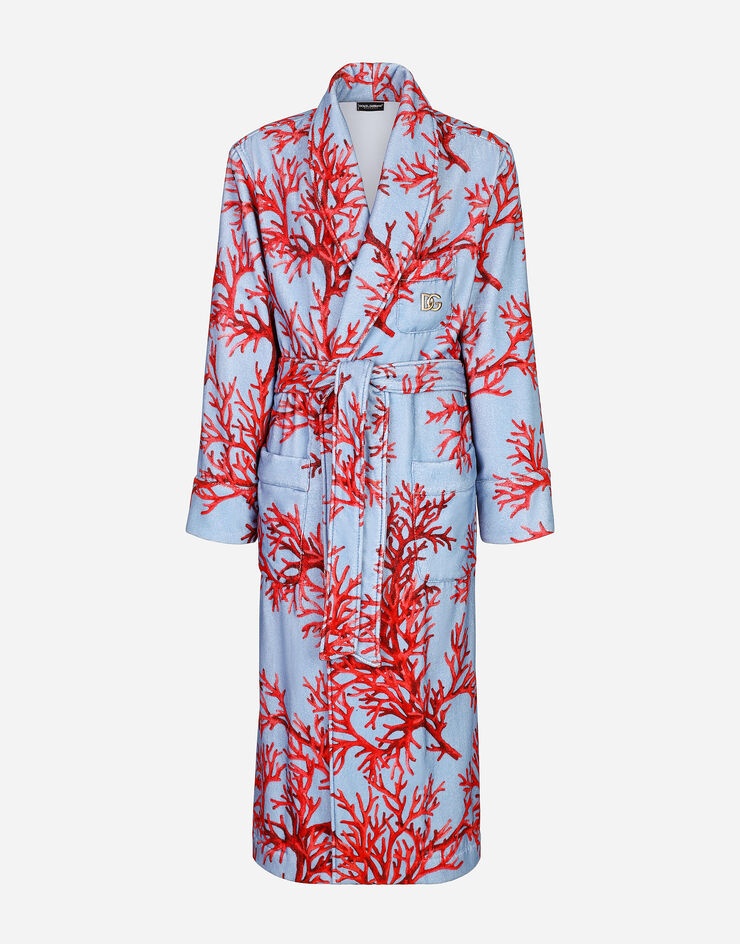 Coral-print cotton bathrobe - 2