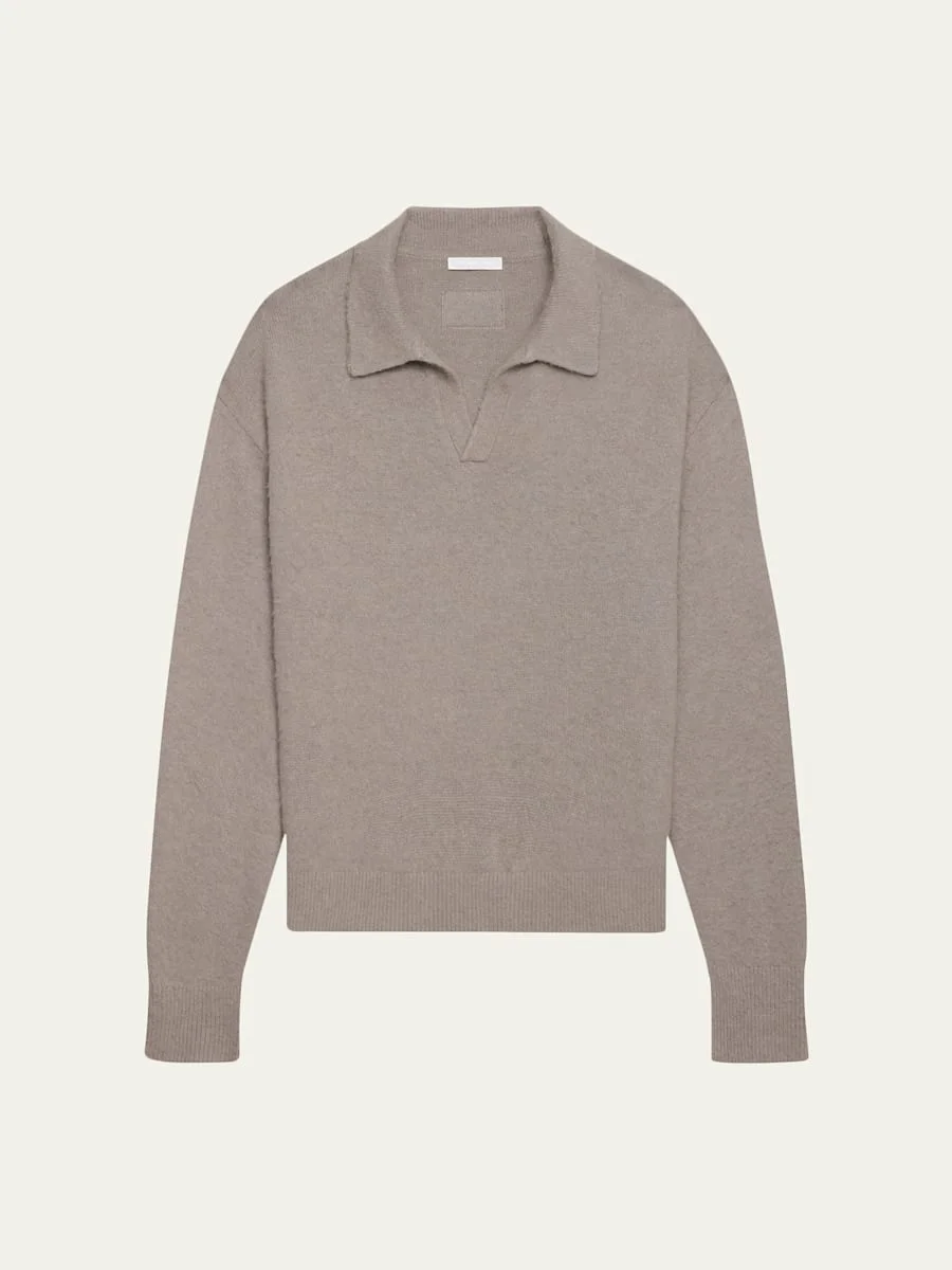 Men's Brushed Polo Sweater - 1