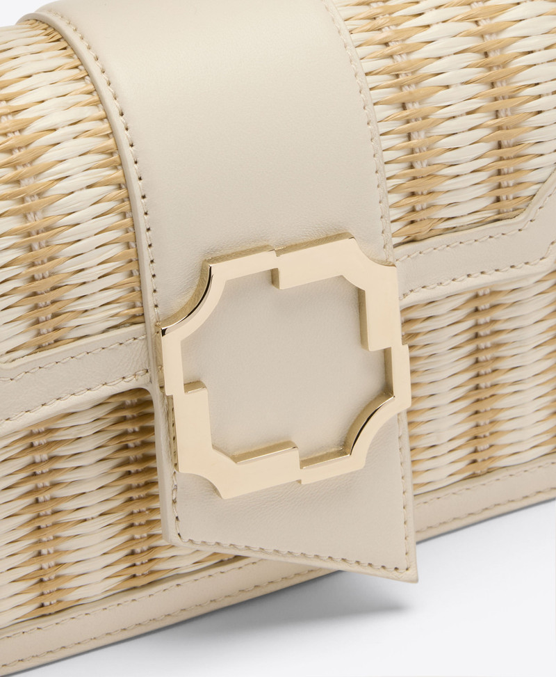 Audrey Cream Striped Raffia Mini Handbag 3