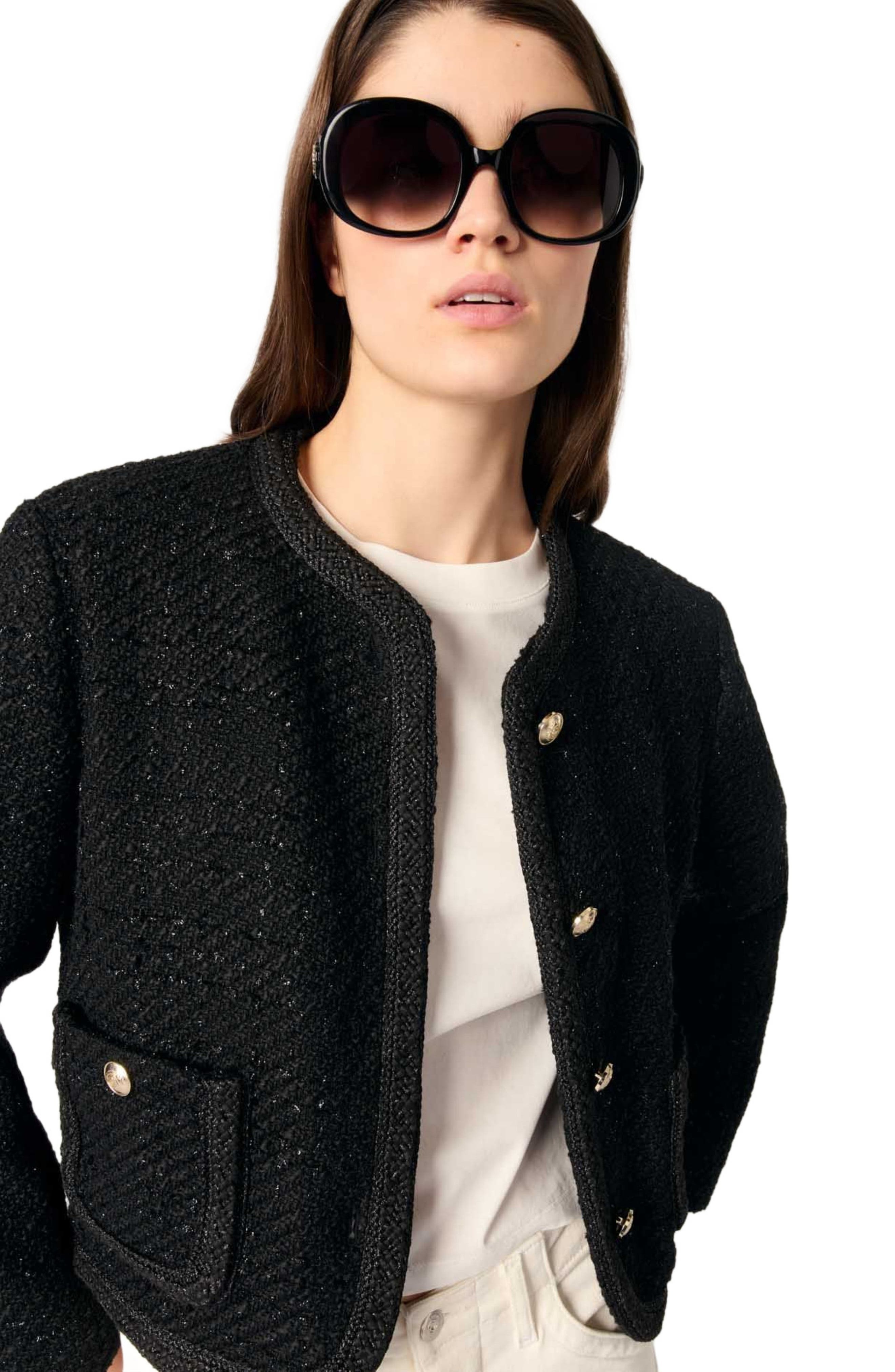 maje Short tweed jacket in Black at Nordstrom - 4