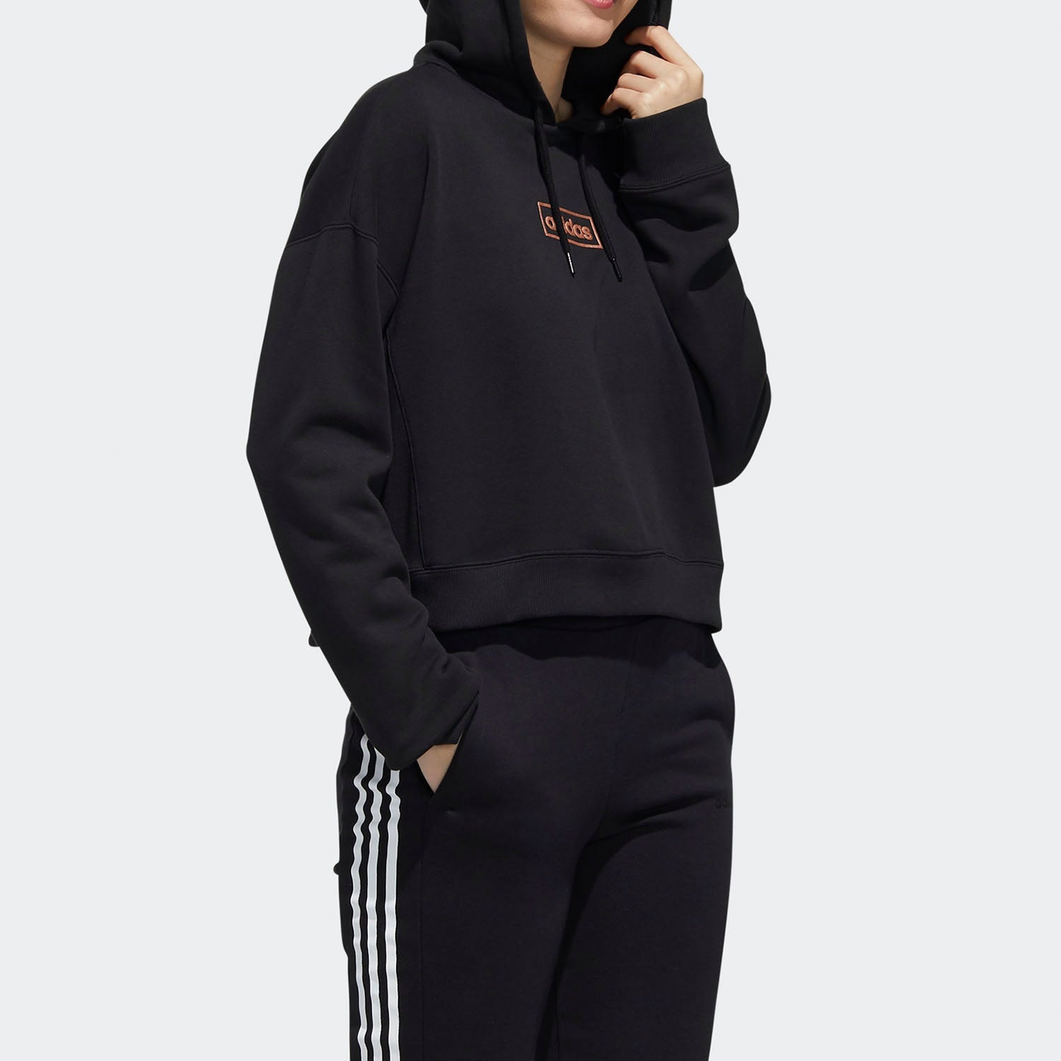 (WMNS) adidas neo C+ Fleece Hdy Sports Pullover Black FP7422 - 3