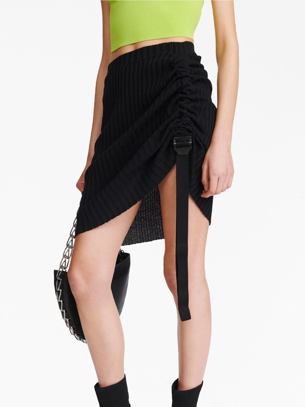 gathered ribbed-knit miniskirt - 4