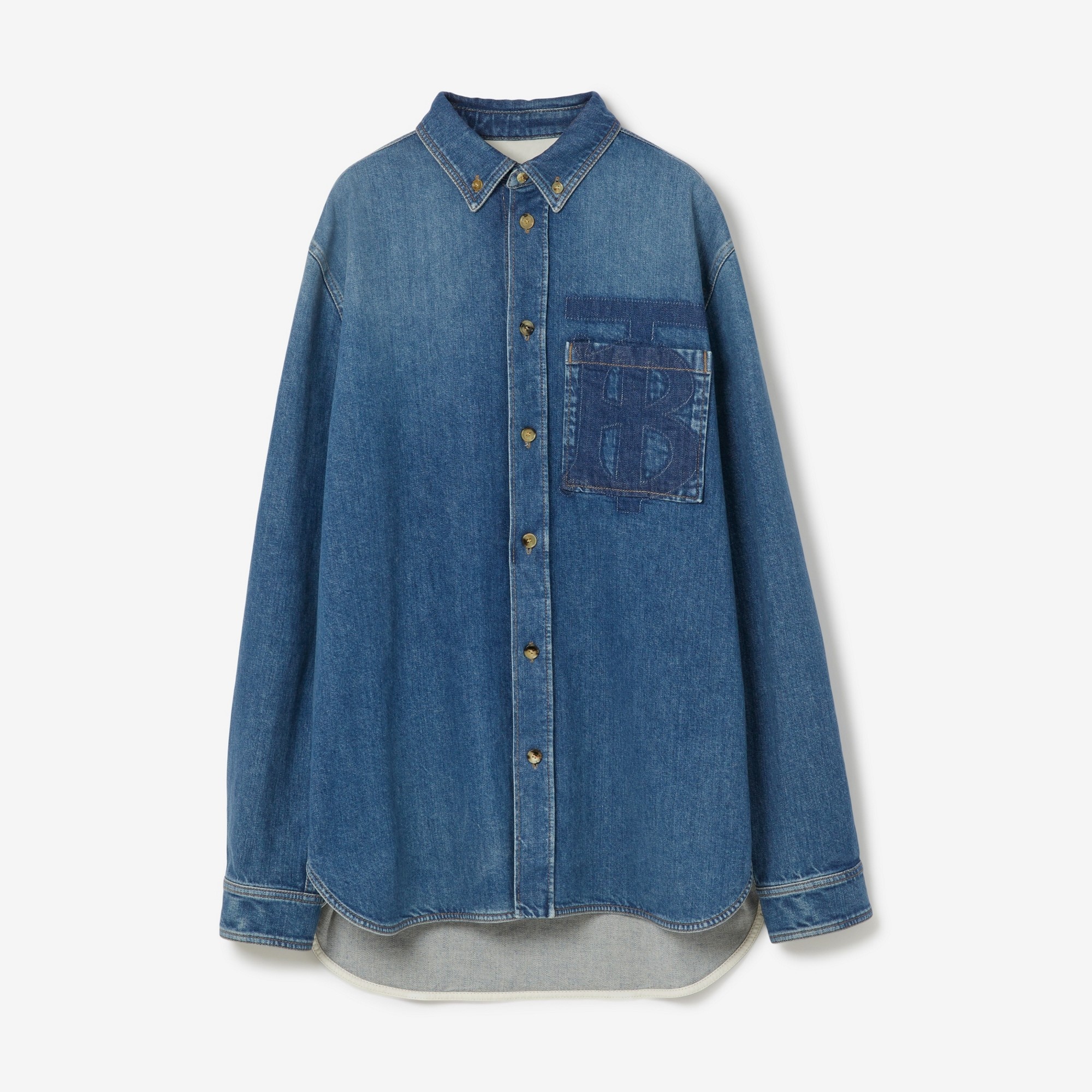 Monogram Motif Stonewashed Denim Shirt - 1