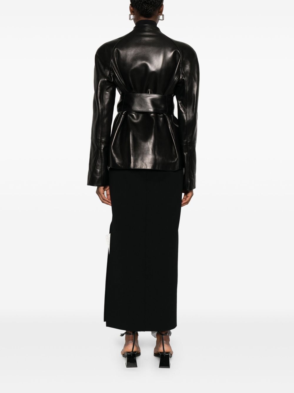 leather belted jacket - 4