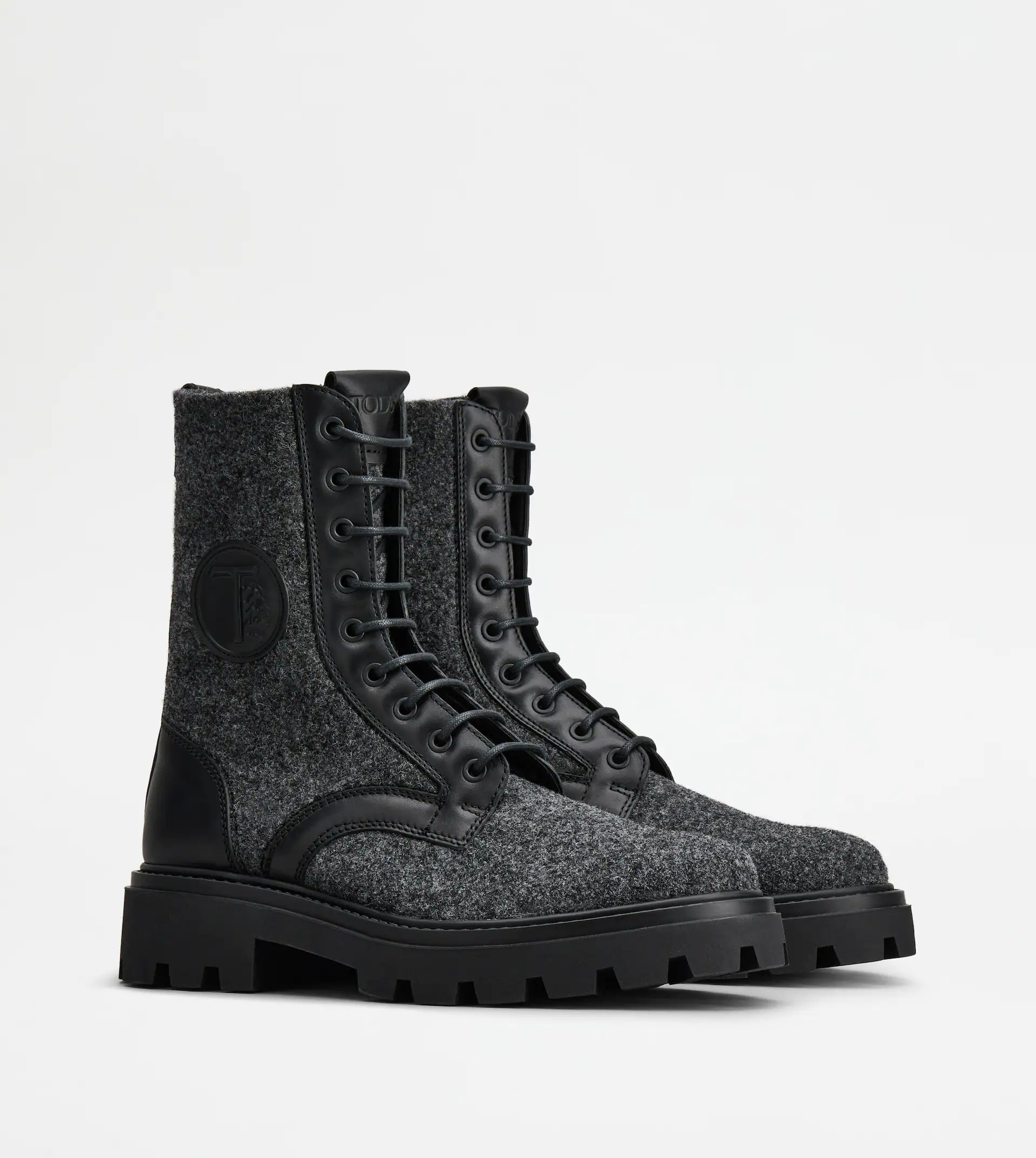 BOOTS IN FELT AND LEATHER - GREY, BLACK - 3