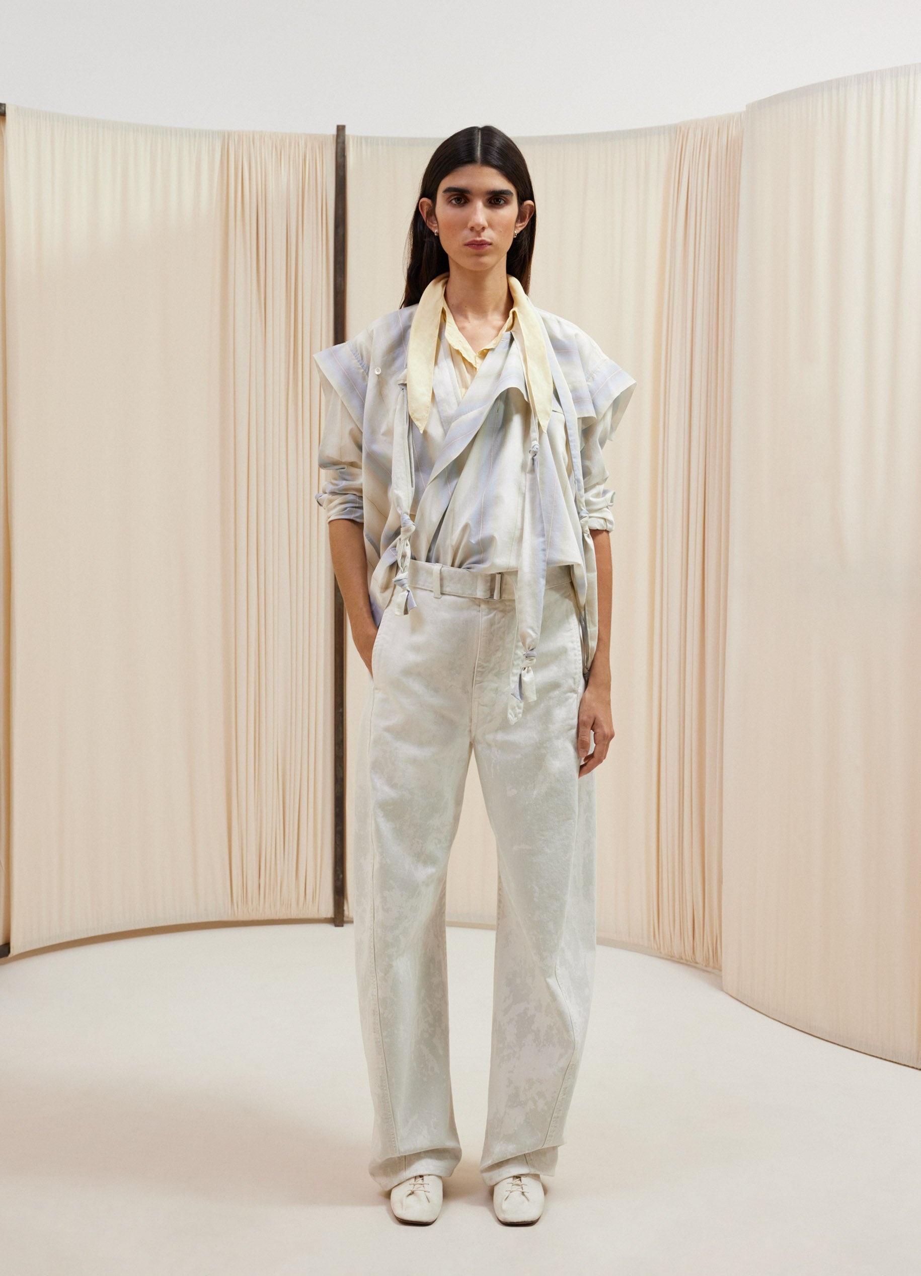 ASYMMETRICAL BLOUSE WITH SCARF - 3