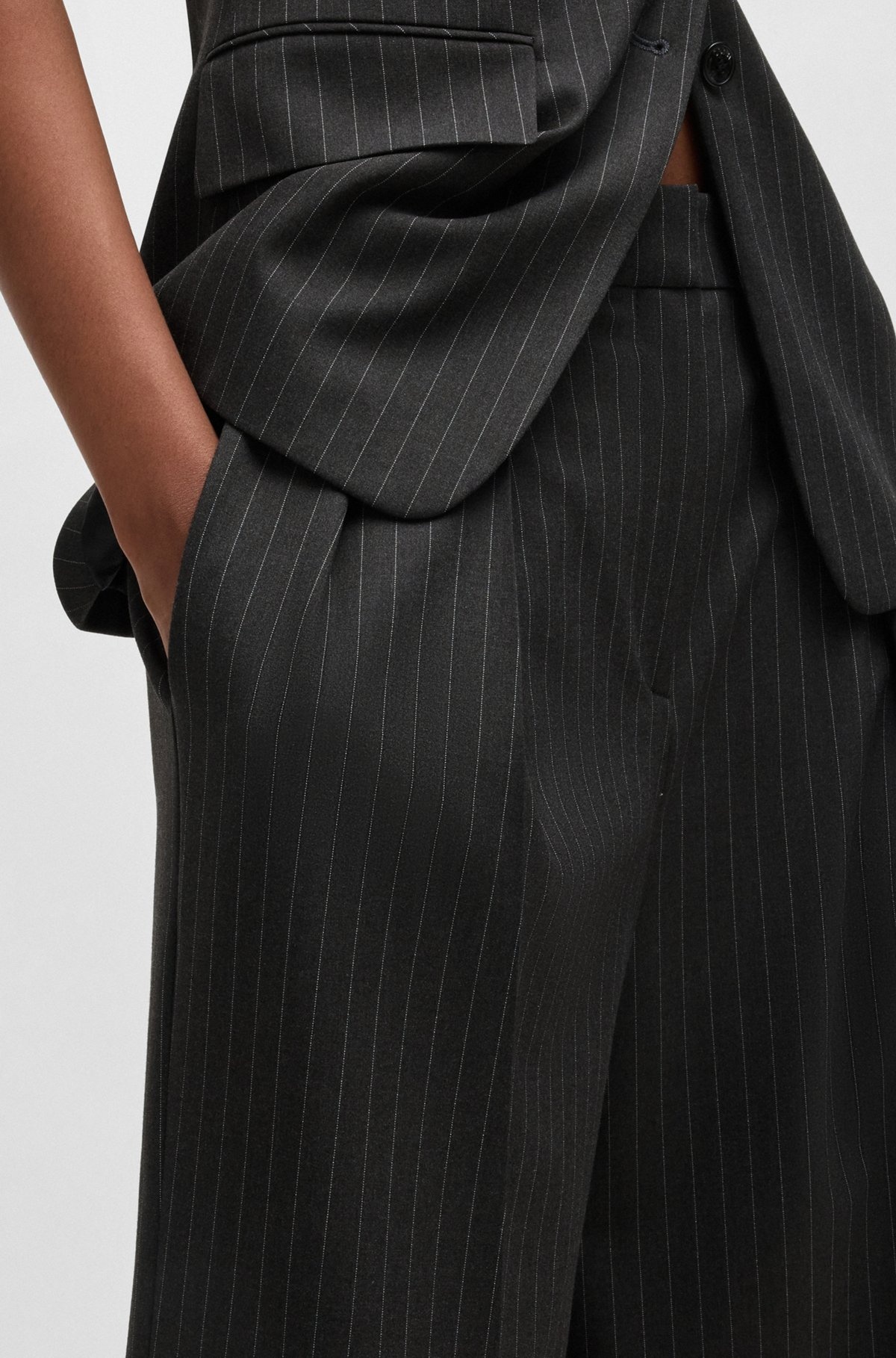 REGULAR-FIT TROUSERS IN PINSTRIPE STRETCH FABRIC - 5