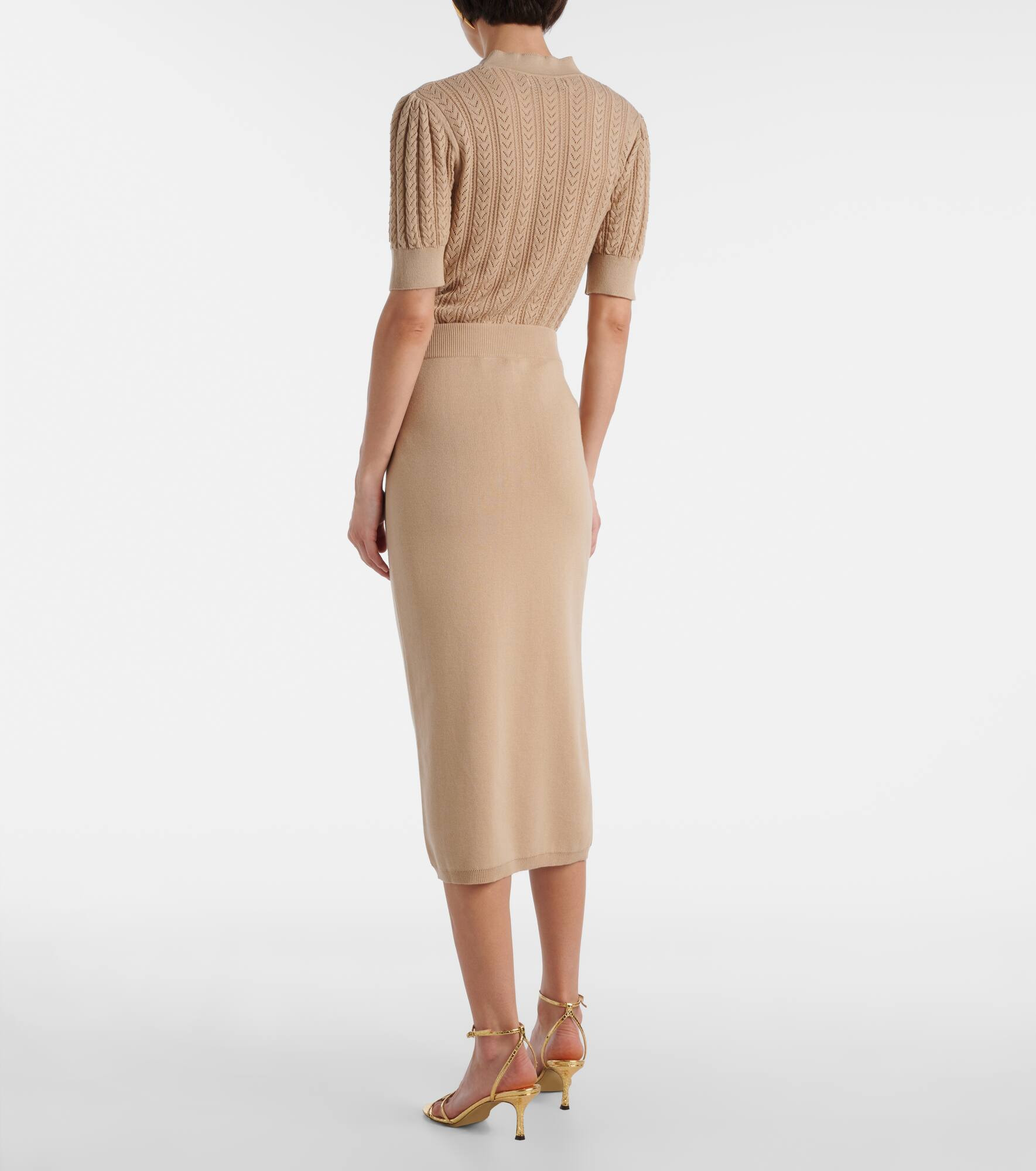 Cotton and cashmere pencil skirt - 3