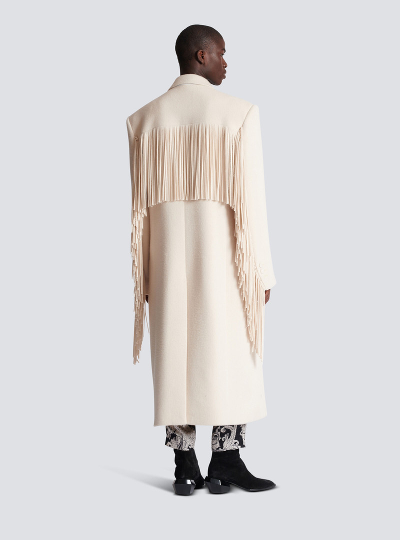 Unisex long fringed wool and cashmere coat 4