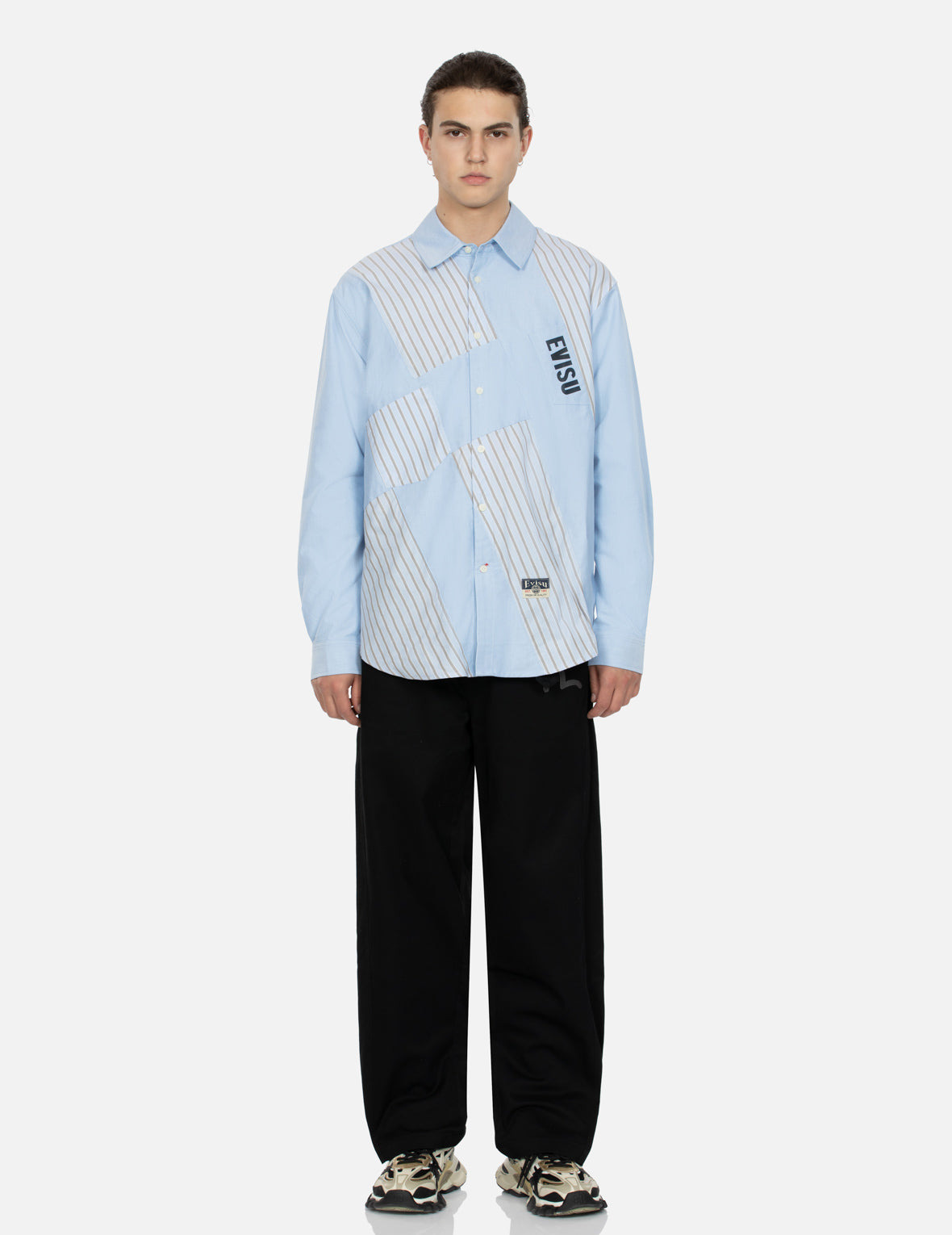 WHEEL OF WISDOM AND LOGO PRINT RELAX FIT DECONSTRUCTIVE SHIRT - 5