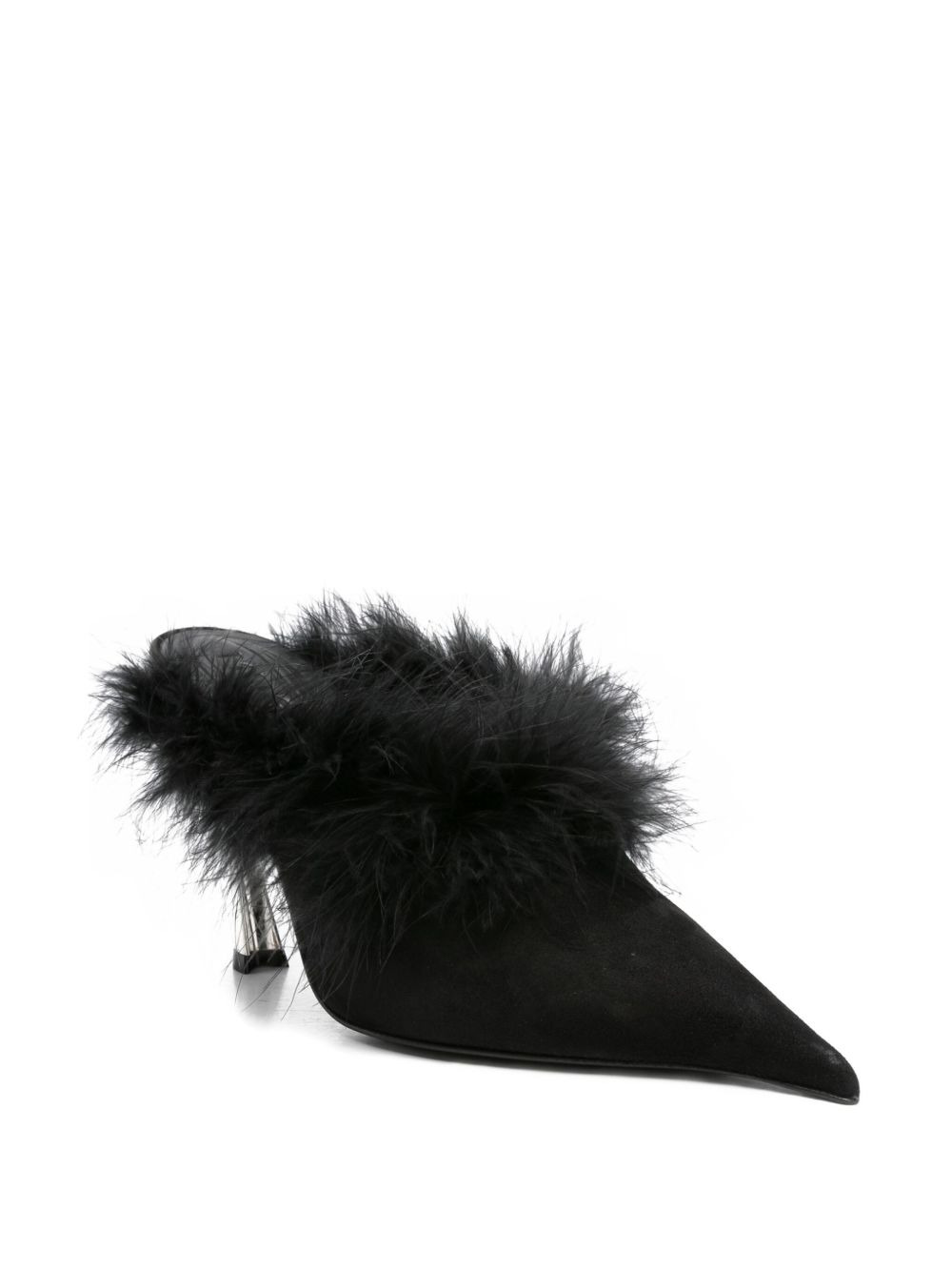 110mm feather-trim pointed-toe mules - 2