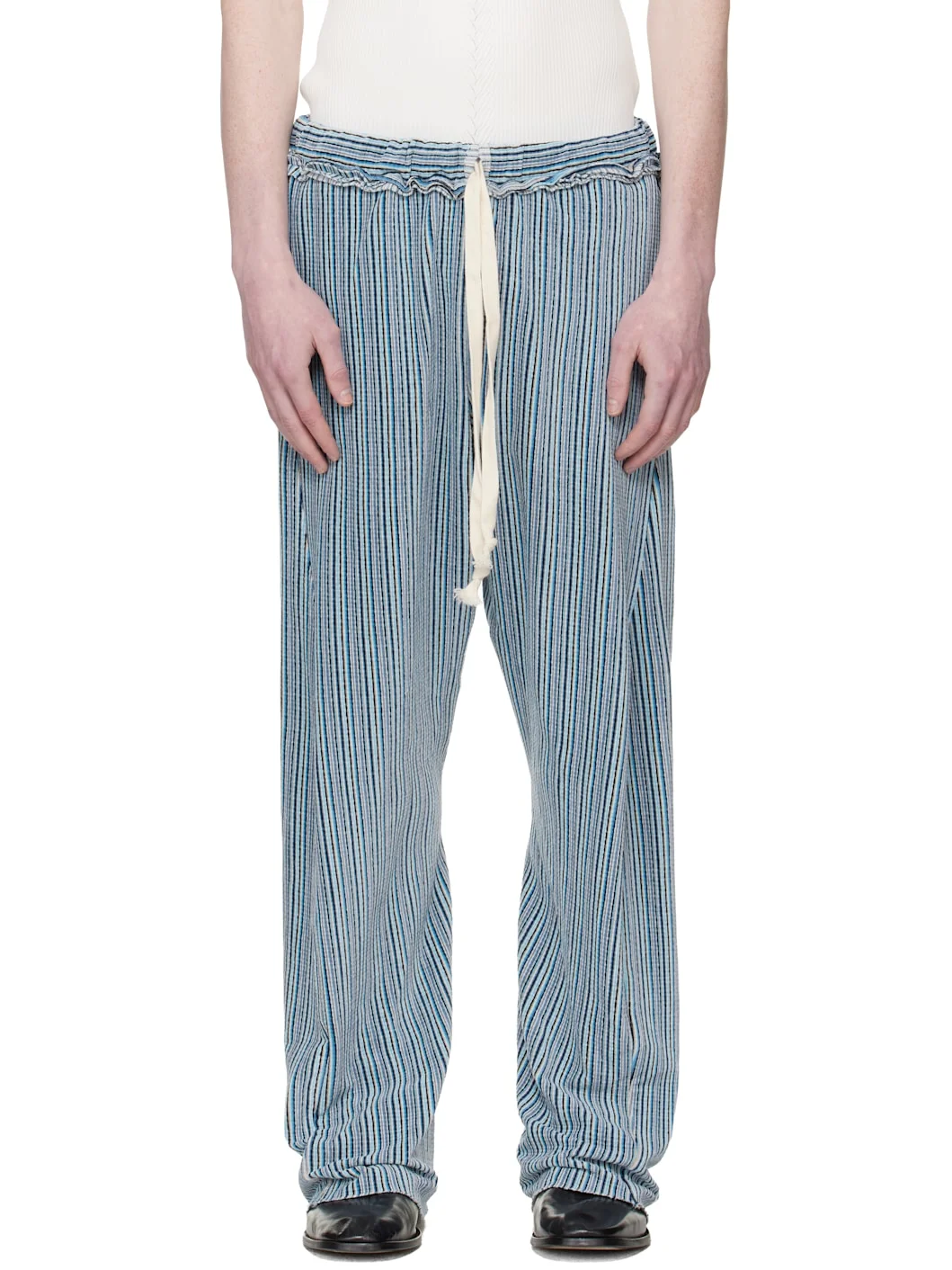 Blue Twisted Track Pants - 1